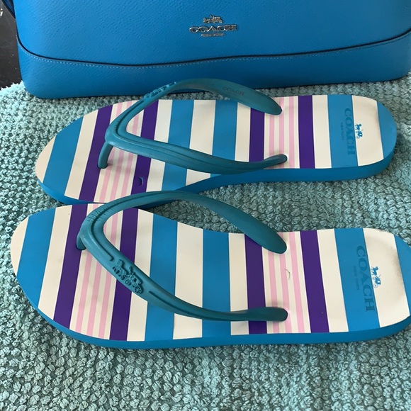COACH Flip Flop Sandals with Carriage Imprint - Picture 6 of 10
